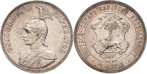 Deutsch Ostafrika  1/2 Rupie 1891 ... 