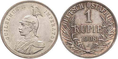 Deutsch Ostafrika  1 Rupie 1908 J  ... 