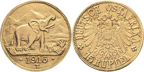 Deutsch Ostafrika  15 Rupien 1916, ... 