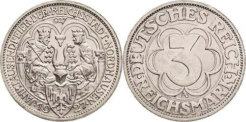 Gedenkausgaben  3 Reichsmark 1927 ... 