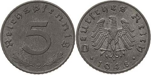   5 Reichspfennig 1948 E  Sehr ... 