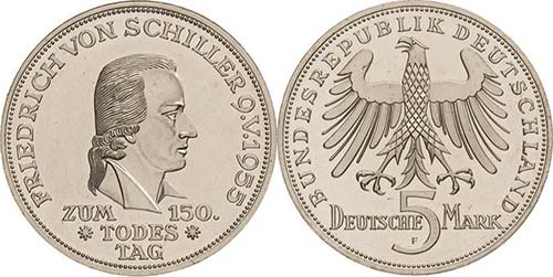 Gedenkmünzen  5 DM 1955 F ... 