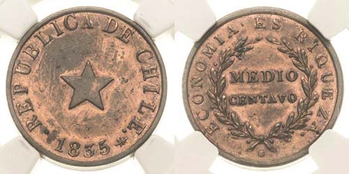 Chile Republik 1/2 Centavo 1835. ... 