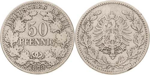 Kleinmünzen  50 Pfennig 1878 E  ... 