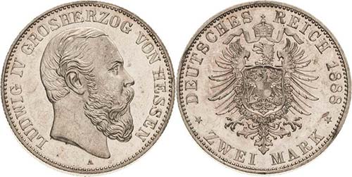 Hessen Ludwig IV. 1877-1892 2 Mark ... 