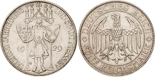 Gedenkausgaben  5 Reichsmark 1929 ... 