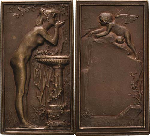 Jugendstil  Bronzeplakette 1898 ... 