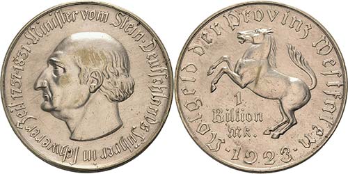 Westfalen  1 Billion Mark 1923. ... 