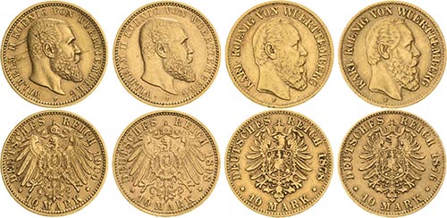 Reichsgoldmünzen Lot-4 Stück ... 