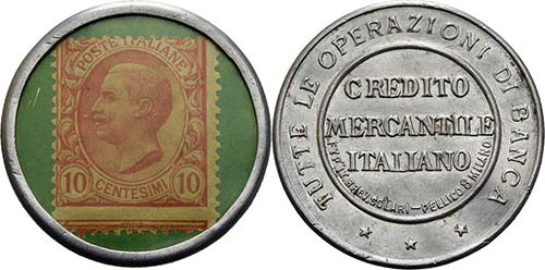 Briefmarkenkapselgeld Italien 10 ... 