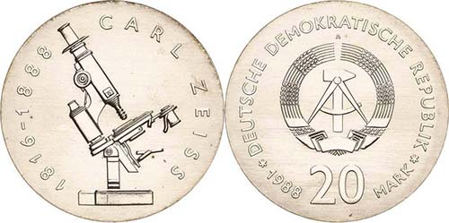 Gedenkmünzen 20 Mark 1988. Zeiss  ... 