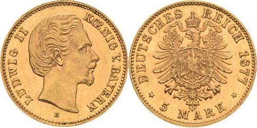 BayernLudwig II. 1864-1886 5 Mark ... 