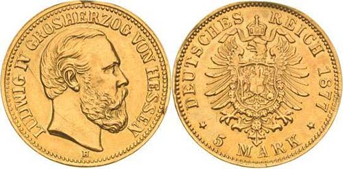 HessenLudwig IV. 1877-1892 5 Mark ... 