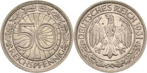 Kleinmünzen 50 Reichspfennig 1931 ... 