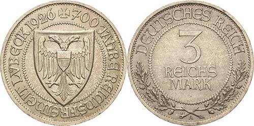 Gedenkausgaben 3 Reichsmark 1926 A ... 