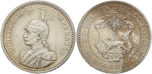 Deutsch Ostafrika  1/4  Rupie 1891 ... 