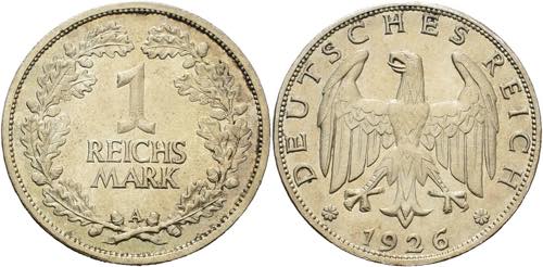 Kleinmünzen  1 Reichsmark 1926 A  ... 