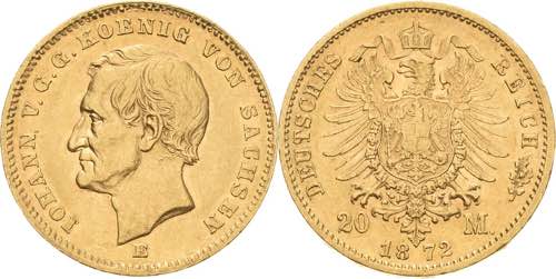 Sachsen Johann 1854-1873 20 Mark ... 