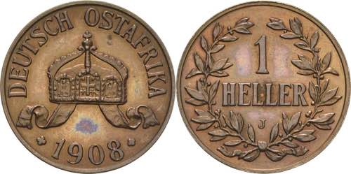Deutsch Ostafrika  1 Heller 1908 J ... 