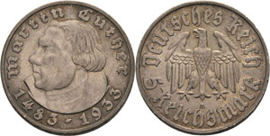 Gedenkausgaben  5 Reichsmark 1933 ... 