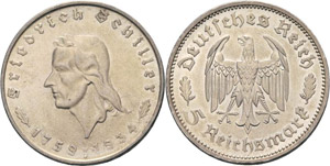 Gedenkausgaben  5 Reichsmark 1934 ... 