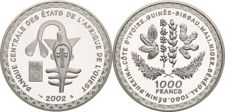 Westafrika  1000 Francs 2002. ... 