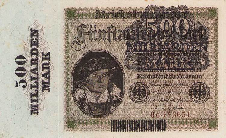 Reichsbanknoten Lot-11 Stück 500 ... 