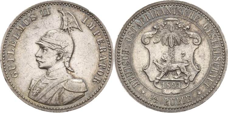 Deutsch Ostafrika  1/2 Rupie 1891 ... 