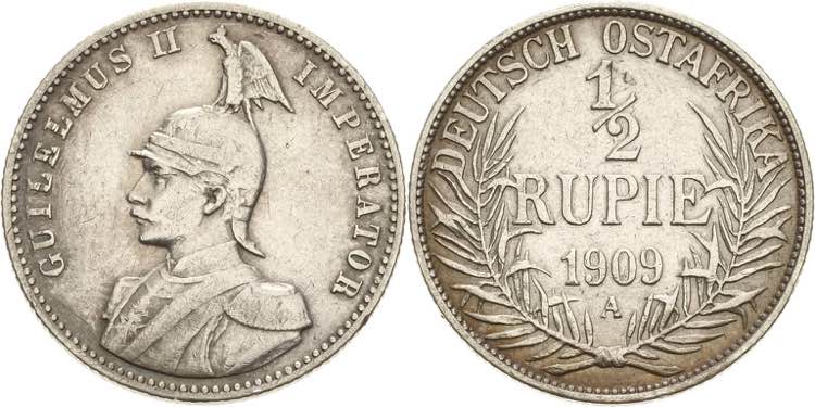 Deutsch Ostafrika  1/2 Rupie 1909 ... 