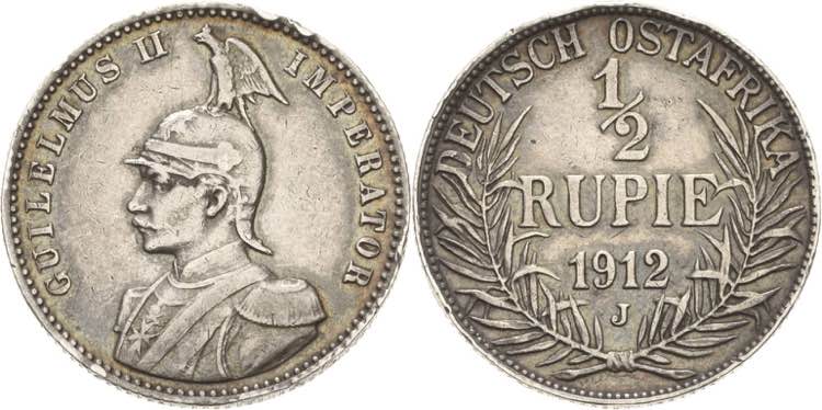 Deutsch Ostafrika  1/2 Rupie 1912 ... 