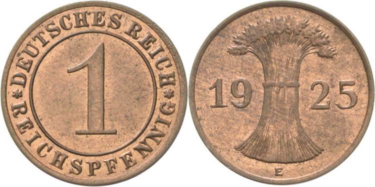 Kleinmünzen  1 Reichspfennig 1925 ... 