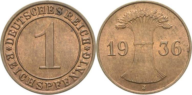 Kleinmünzen  1 Reichspfennig 1936 ... 