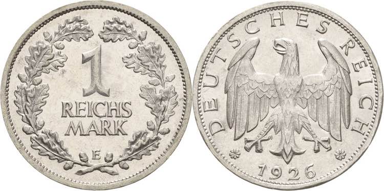 Kleinmünzen  1 Reichsmark 1926 E  ... 