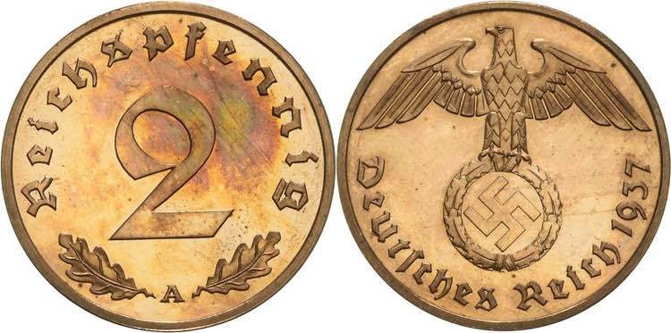 Kleinmünzen  2 Reichspfennig 1937 ... 
