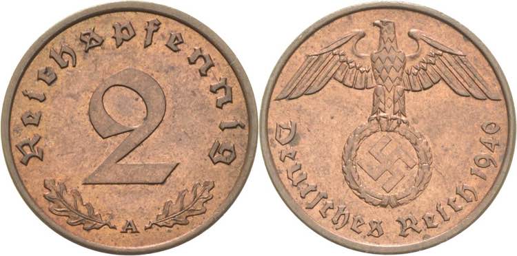 Kleinmünzen  2 Reichspfennig 1940 ... 