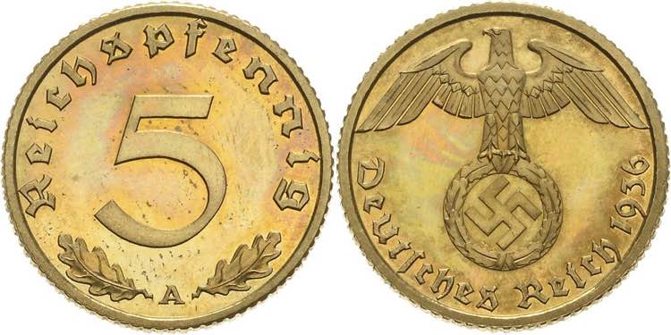 Kleinmünzen  5 Reichspfennig 1937 ... 