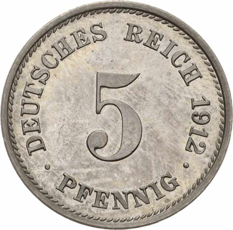 Kleinmünzen 5 Pfennig 1912 G  ... 