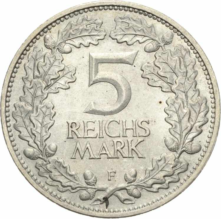  5 Reichsmark 1925 F Rheinlande  ... 