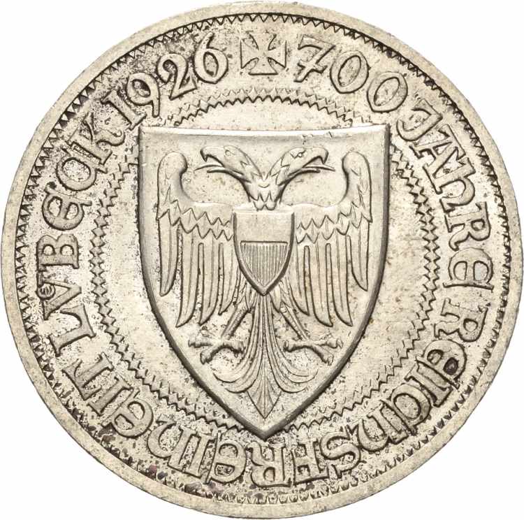  3 Reichsmark 1926 A Lübeck  ... 