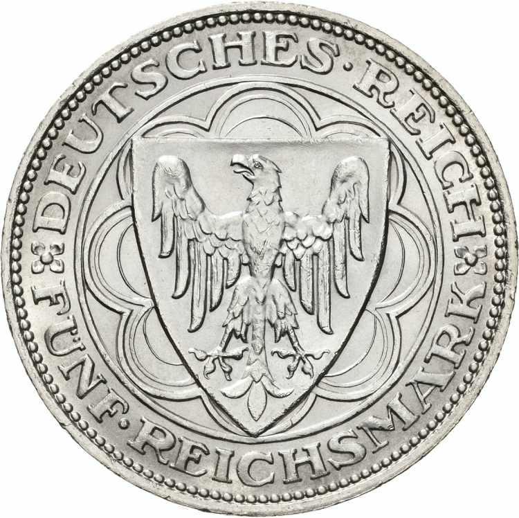  5 Reichsmark 1927 A Bremerhaven  ... 