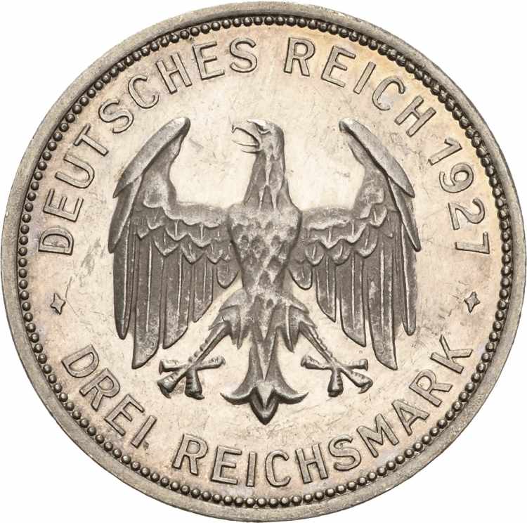  3 Reichsmark 1927 F Tübingen  ... 