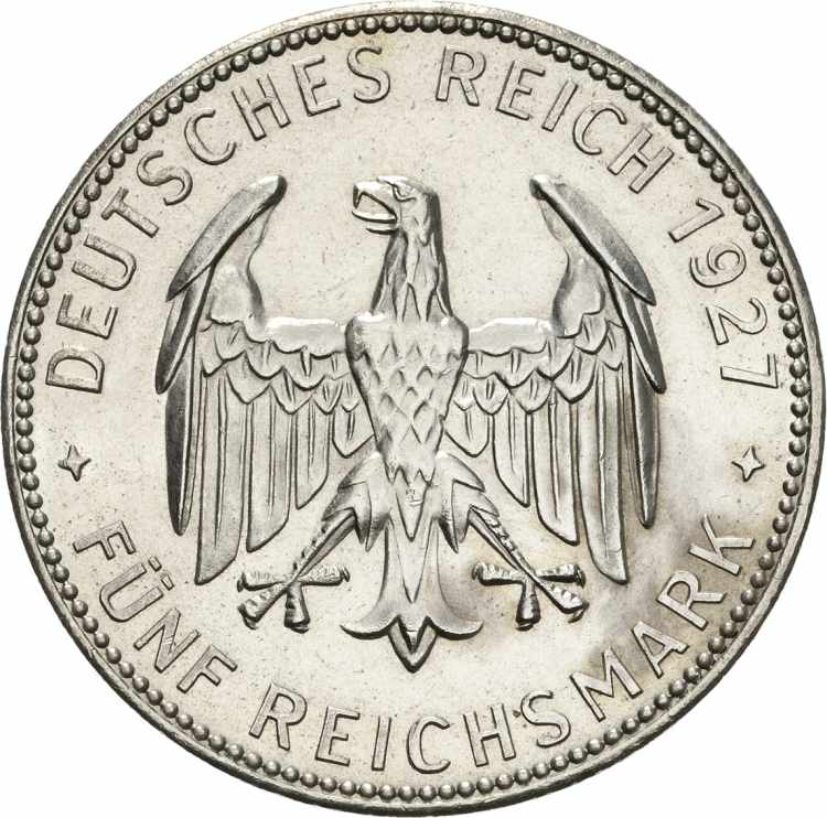  5 Reichsmark 1927 F Tübingen  ... 