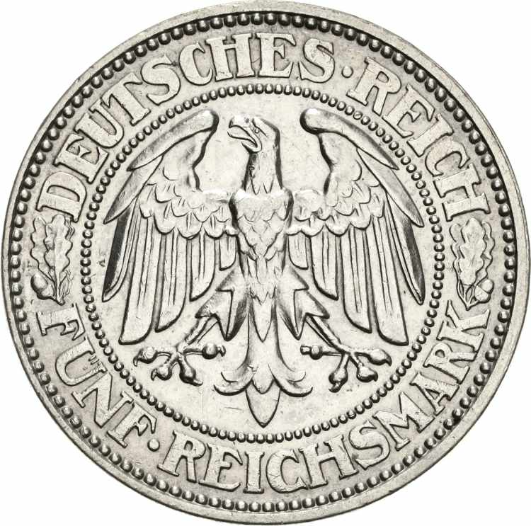  5 Reichsmark 1927 J Eichbaum  ... 