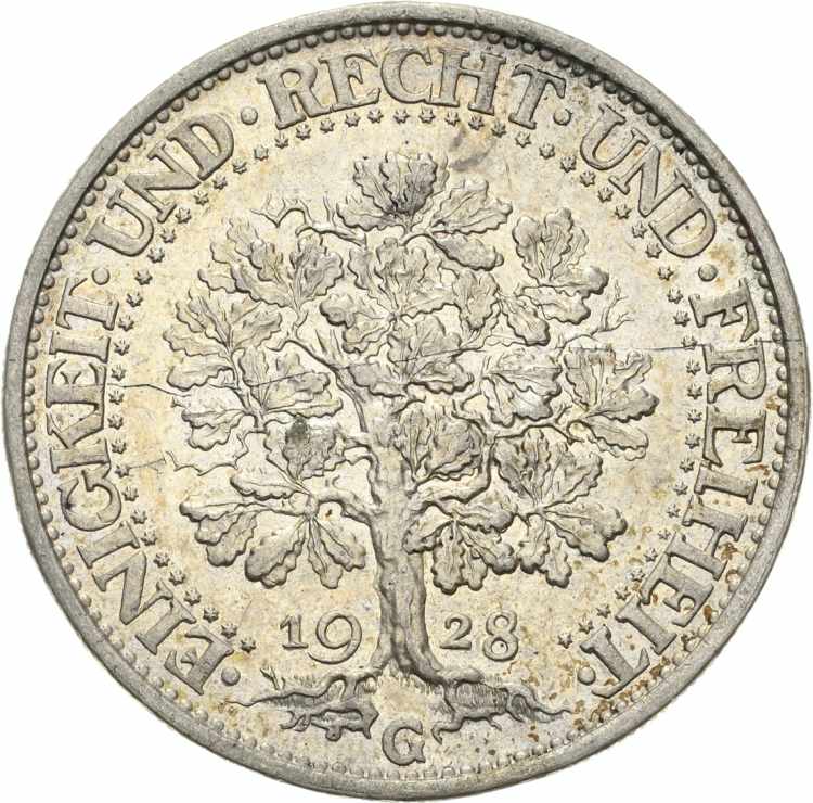  5 Reichsmark 1928 G Eichbaum  ... 