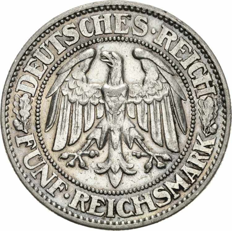  5 Reichsmark 1928 F Eichbaum  ... 