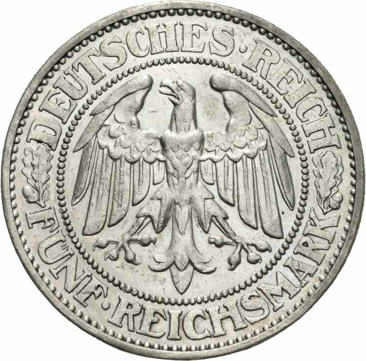  5 Reichsmark 1929 G Eichbaum  ... 