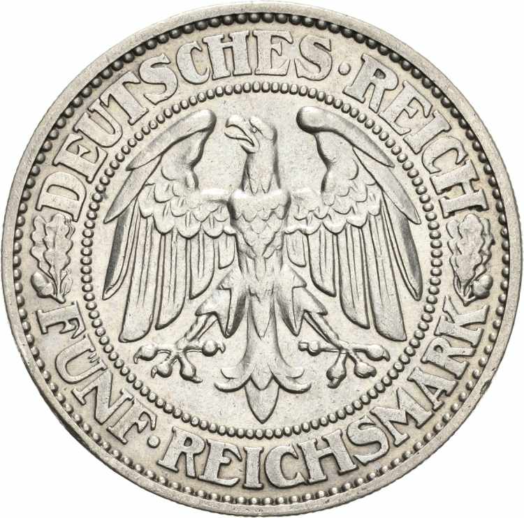  5 Reichsmark 1930 D Eichbaum  ... 