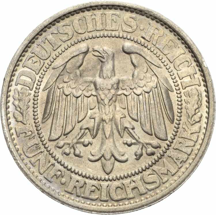  5 Reichsmark 1932 D Eichbaum  ... 