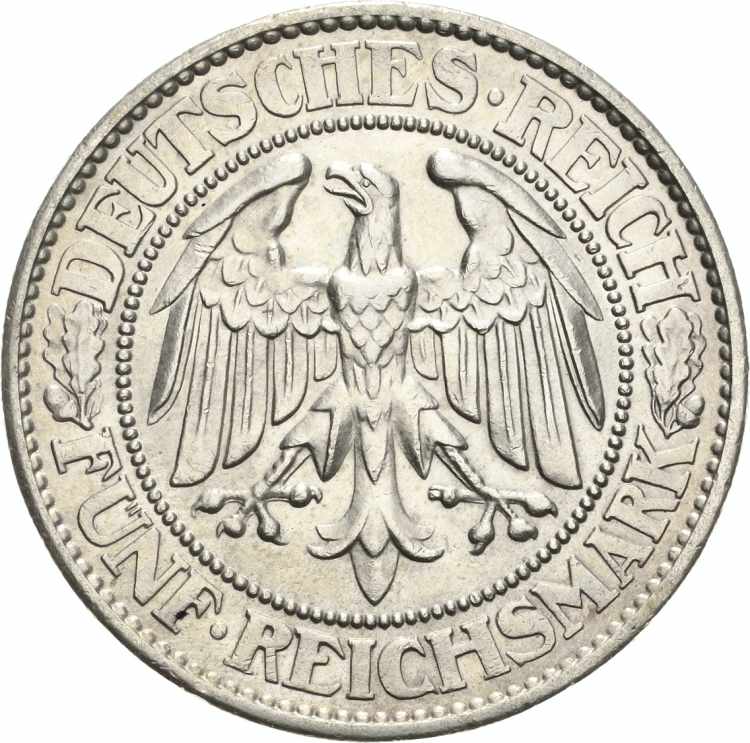  5 Reichsmark 1932 F Eichbaum  ... 