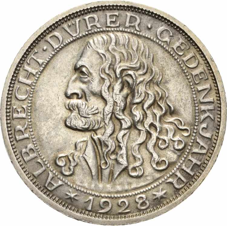  3 Reichsmark 1928 D Dürer  ... 